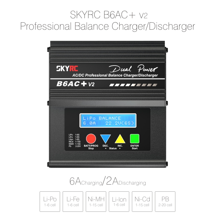 Lipo ladegerät IMax B6AC V2 Balance Charger SkyRC Akku Lithium-Ionen 